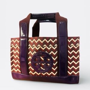 Tory Burch Ella Brown & Plum Chevron Tote Limited Edition